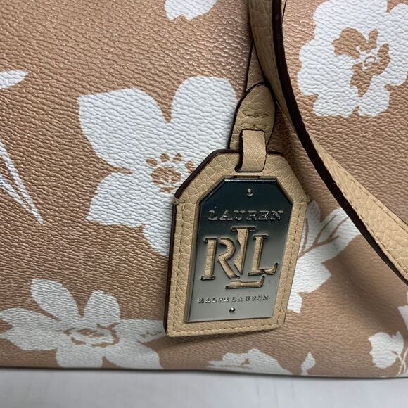 Lauren Ralph Lauren Amberly Dome Floral Satchel Tan/White - Picture 9 of 16